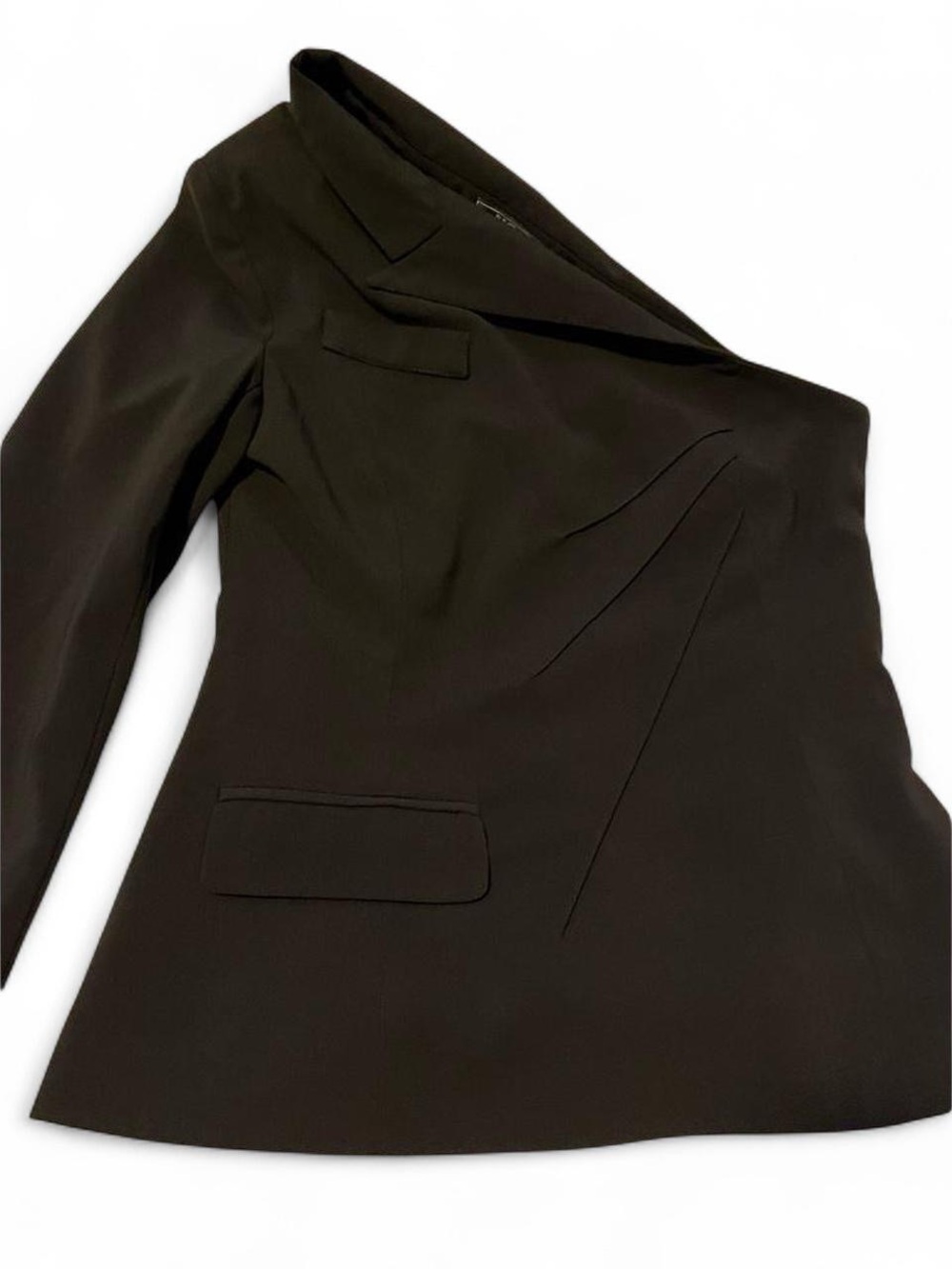 Y2K one shoulder tuxedo suit jacket top black club women’s small one sleeve